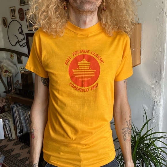 💀 SOLD 💀 Vintage 80s 1987 Topsfield Fall Foliage Classic Single Stitch Tee ~ M - Picture 5 of 8